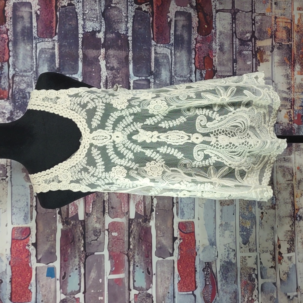 Golden Poppy Embroidered Lace Tank Top